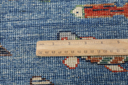203 x 292 cm | Oriental Fish Blue Area Rug Afghan Hand Knotted Veg Dye Wool carpet