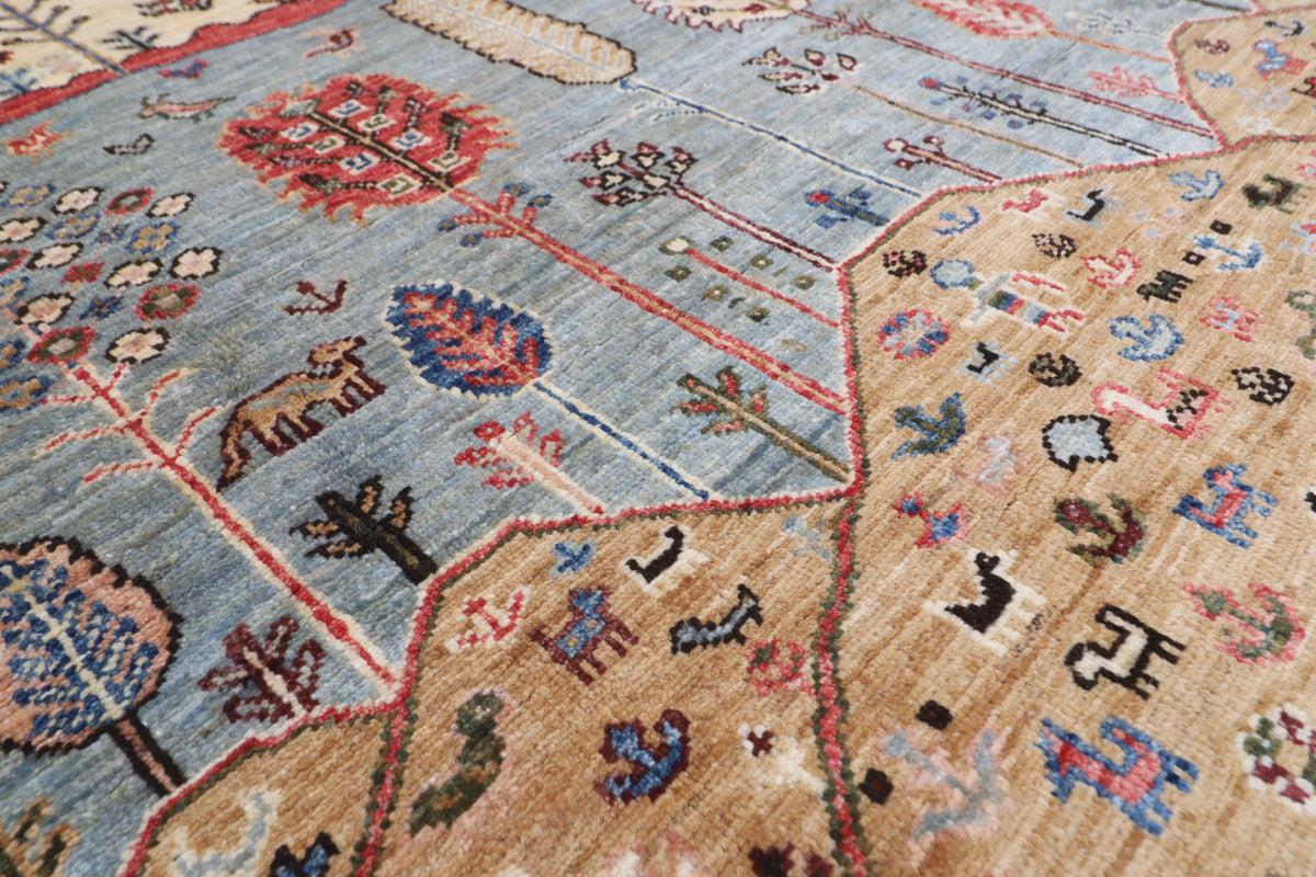 150 x 206 cm | Tree of life Design Hand Knotted Veg Dye Wool Afghan Carpet
