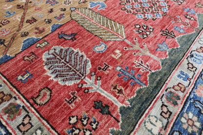 150 x 206 cm | Tree of life Design Hand Knotted Veg Dye Wool Afghan Carpet