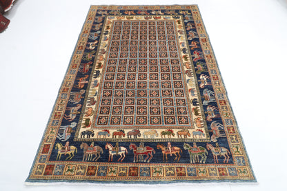 166 x 240 cm | Animal Blue Design Hand Knotted Veg Dye Wool Afghan Carpet