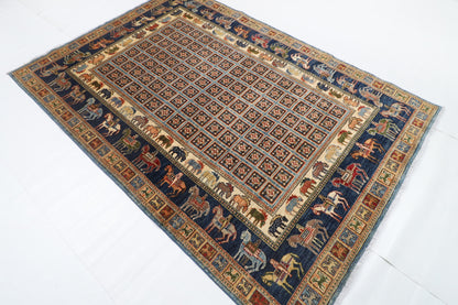 166 x 240 cm | Animal Blue Design Hand Knotted Veg Dye Wool Afghan Carpet