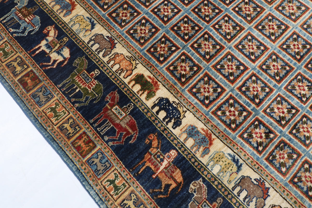 166 x 240 cm | Animal Blue Design Hand Knotted Veg Dye Wool Afghan Carpet