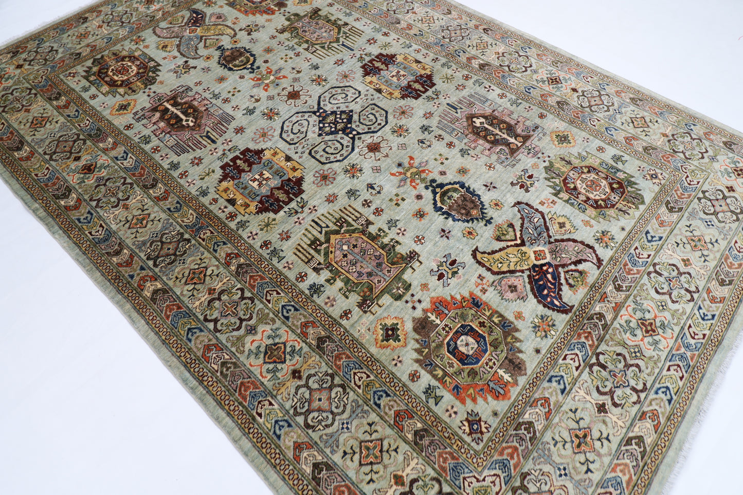 203 x 298 cm | Oriental Waziri Area Rug Afghan Hand Knotted Veg Dye Wool carpet