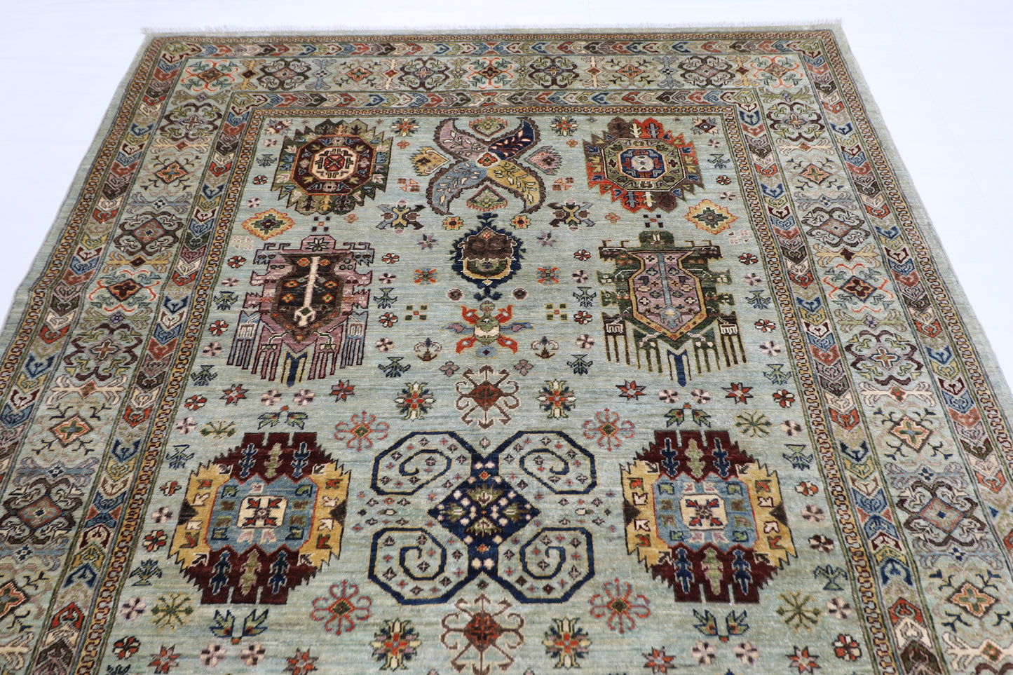 203 x 298 cm | Oriental Waziri Area Rug Afghan Hand Knotted Veg Dye Wool carpet