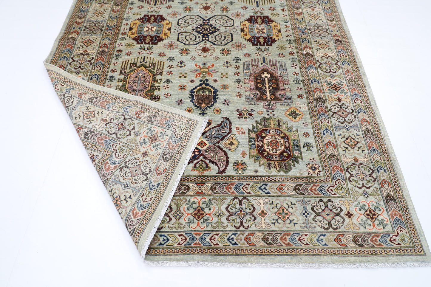 203 x 298 cm | Oriental Waziri Area Rug Afghan Hand Knotted Veg Dye Wool carpet