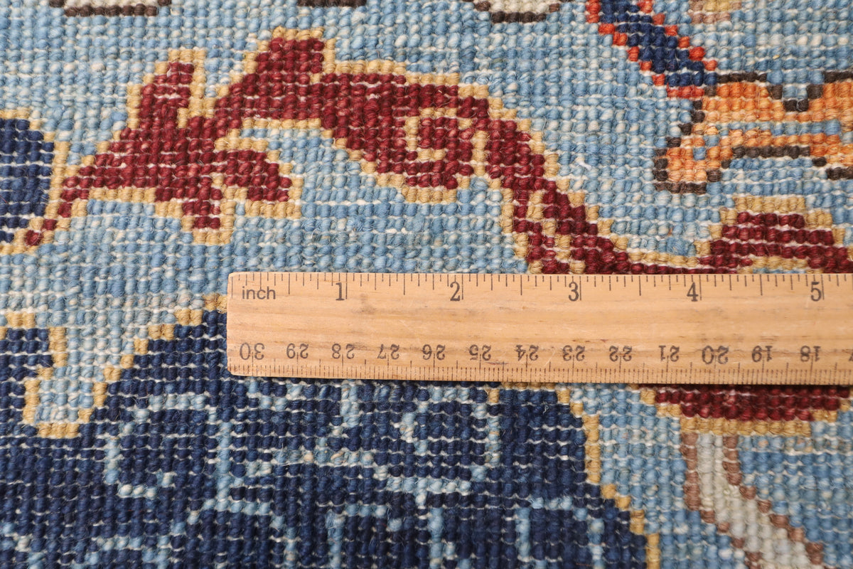201 x 317 cm | Kawros Green Design Hand Knotted Veg Dye Wool Afghan Carpet