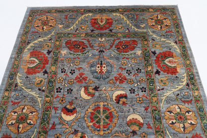 164 x 238 cm | Suzani Design Hand Knotted Veg Dye Wool Afghan Carpet