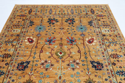 204 x 300 cm | Oriental Gold Floral Area Rug Afghan Hand Knotted Veg Dye Wool carpet