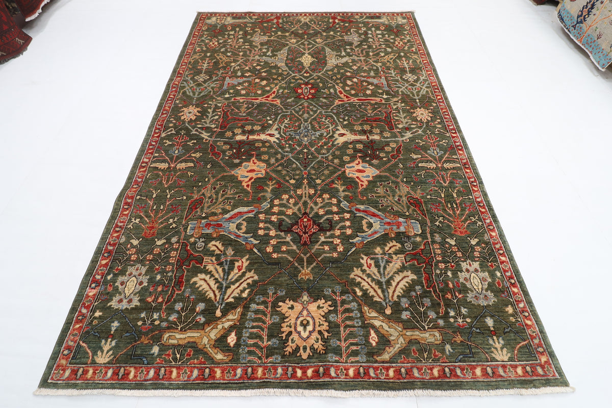 182 x 276 cm | Bidjar Green Design Hand Knotted Veg Dye Wool Afghan Carpet