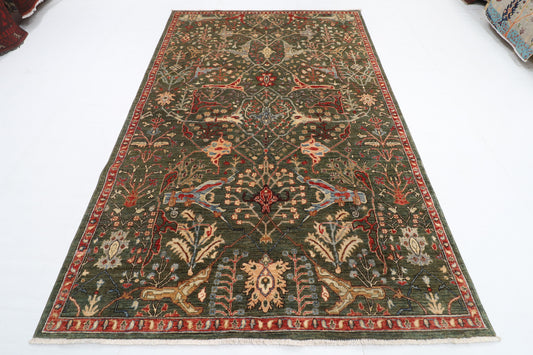 182 x 276 cm | Bidjar Green Design Hand Knotted Veg Dye Wool Afghan Carpet