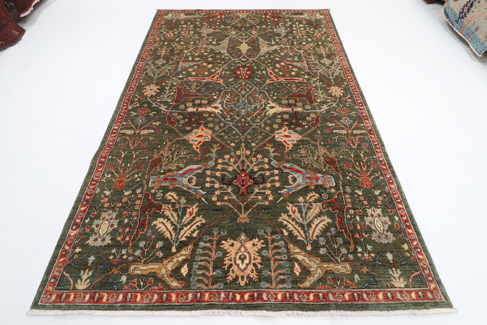 182 x 276 cm | Bidjar Green Design Hand Knotted Veg Dye Wool Afghan Carpet