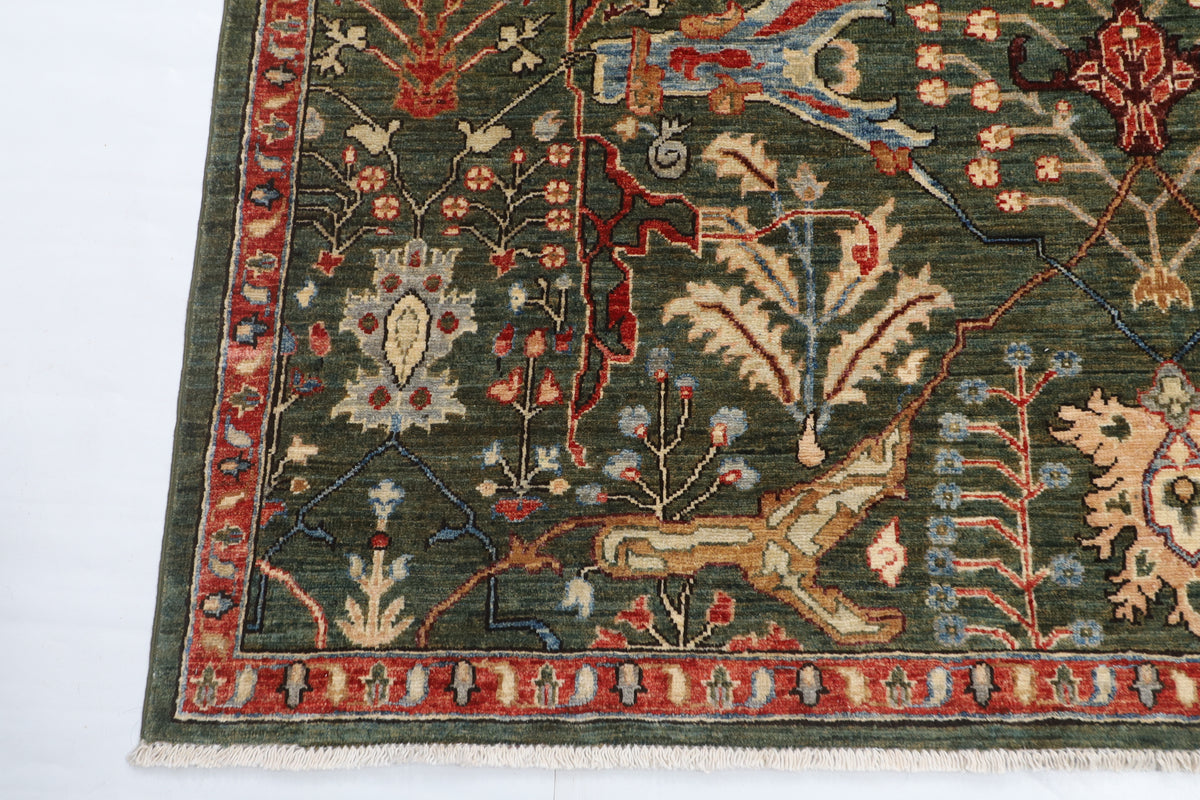 182 x 276 cm | Bidjar Green Design Hand Knotted Veg Dye Wool Afghan Carpet