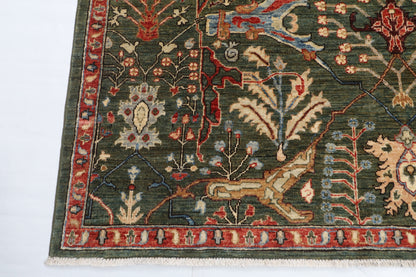 182 x 276 cm | Bidjar Green Design Hand Knotted Veg Dye Wool Afghan Carpet