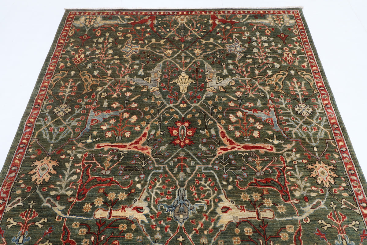 182 x 276 cm | Bidjar Green Design Hand Knotted Veg Dye Wool Afghan Carpet