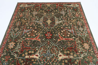 182 x 276 cm | Bidjar Green Design Hand Knotted Veg Dye Wool Afghan Carpet