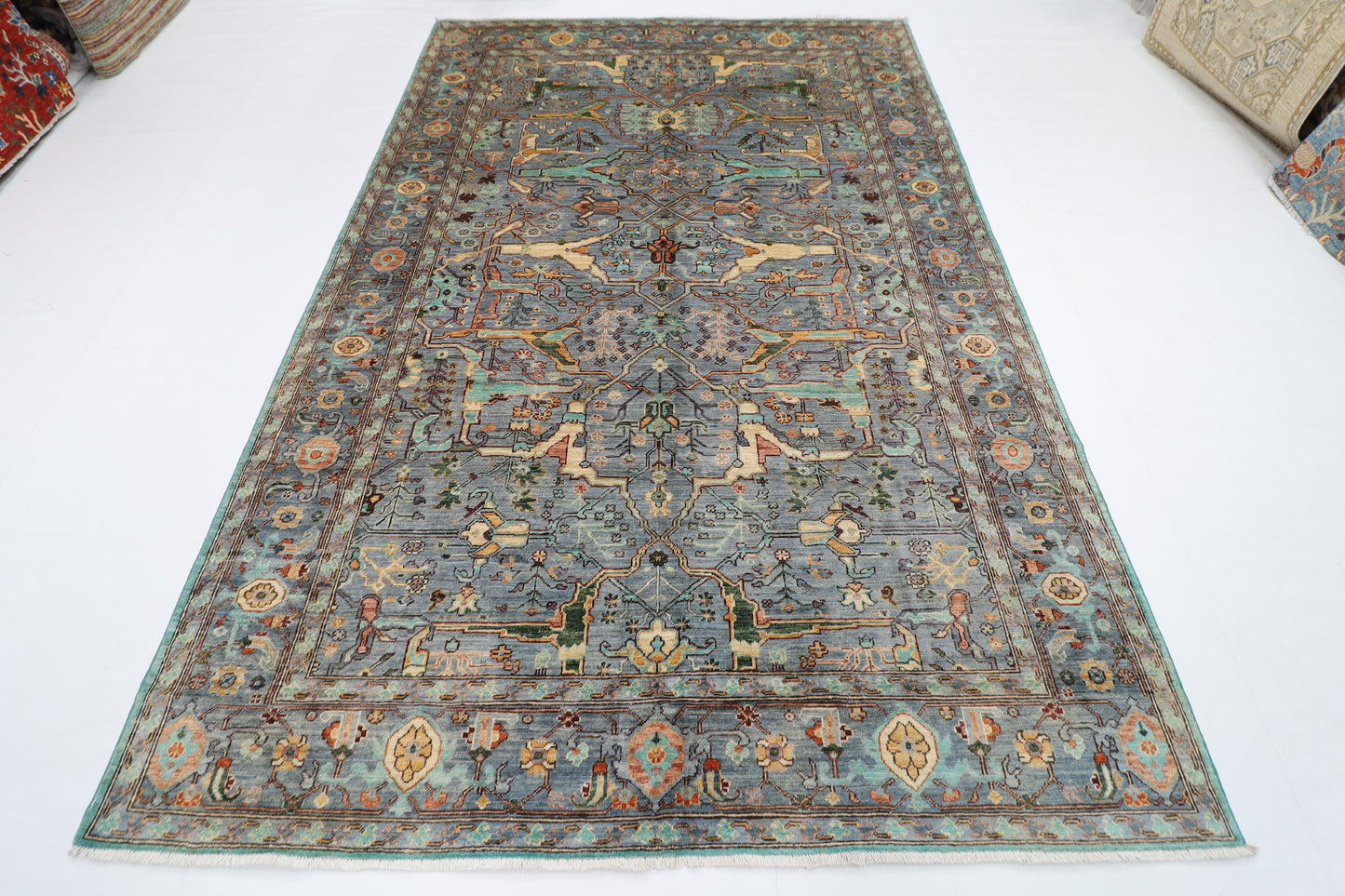 200 x 300 cm | Oriental Gray Area Rug Afghan Hand Knotted Veg Dye Wool carpet