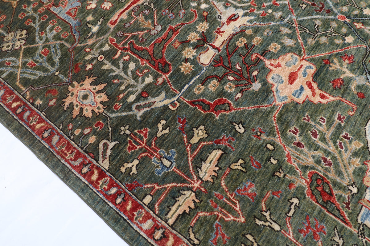182 x 276 cm | Bidjar Green Design Hand Knotted Veg Dye Wool Afghan Carpet