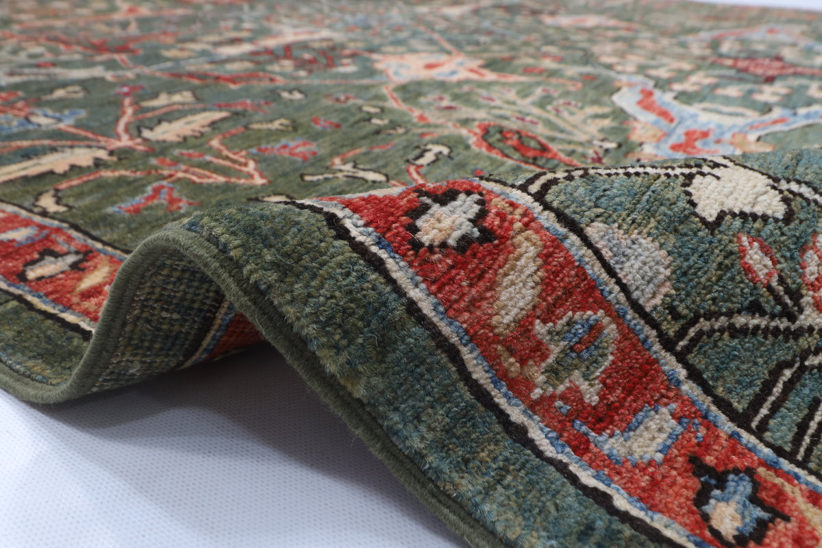 182 x 276 cm | Bidjar Green Design Hand Knotted Veg Dye Wool Afghan Carpet