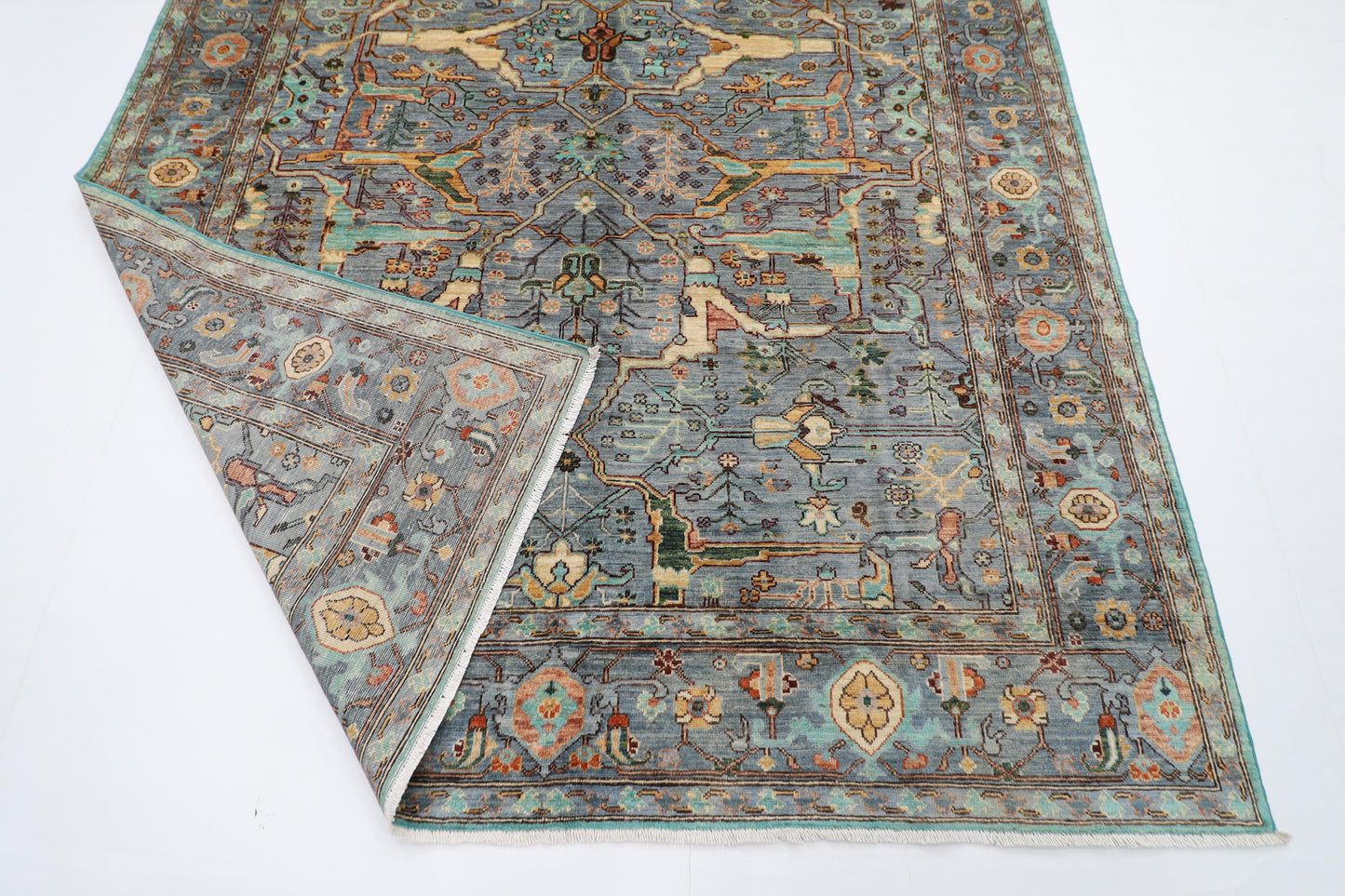 200 x 300 cm | Oriental Gray Area Rug Afghan Hand Knotted Veg Dye Wool carpet