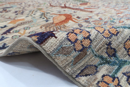 147 x 201 cm | Birds Design Hand Knotted Veg Dye Wool Afghan Carpet