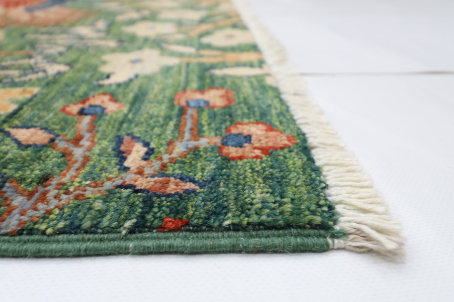 200 x 298 cm | Oriental Birds Green Area Rug Afghan Hand Knotted veg Dye Wool carpet