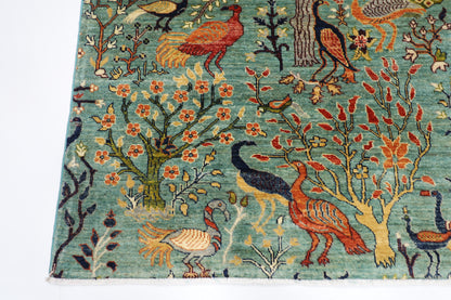 149 x 194 cm | Oriental Birds Area Rug Afghan Hand Knotted veg Dye Wool carpet