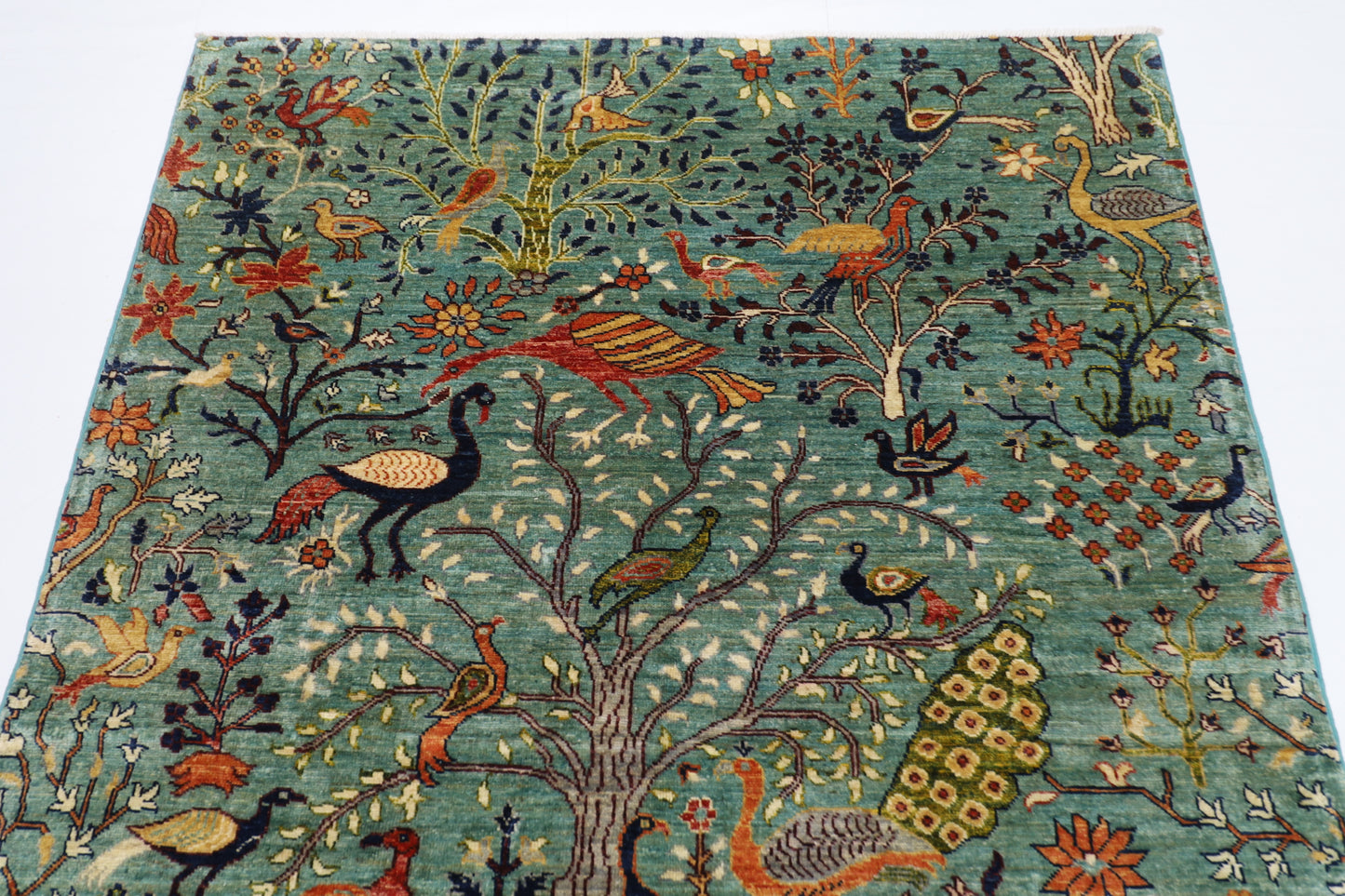 149 x 194 cm | Oriental Birds Area Rug Afghan Hand Knotted veg Dye Wool carpet