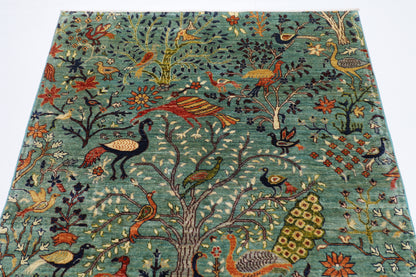 149 x 194 cm | Oriental Birds Area Rug Afghan Hand Knotted veg Dye Wool carpet