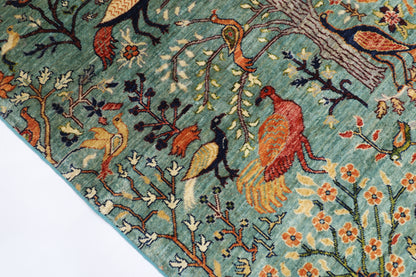 149 x 194 cm | Oriental Birds Area Rug Afghan Hand Knotted veg Dye Wool carpet