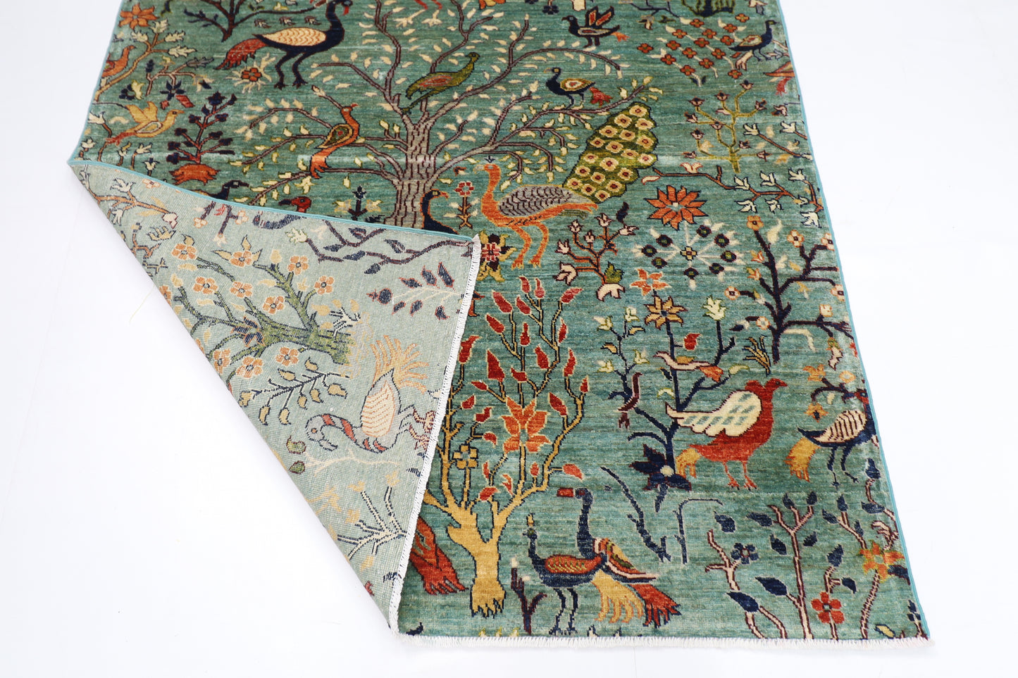 149 x 194 cm | Oriental Birds Area Rug Afghan Hand Knotted veg Dye Wool carpet