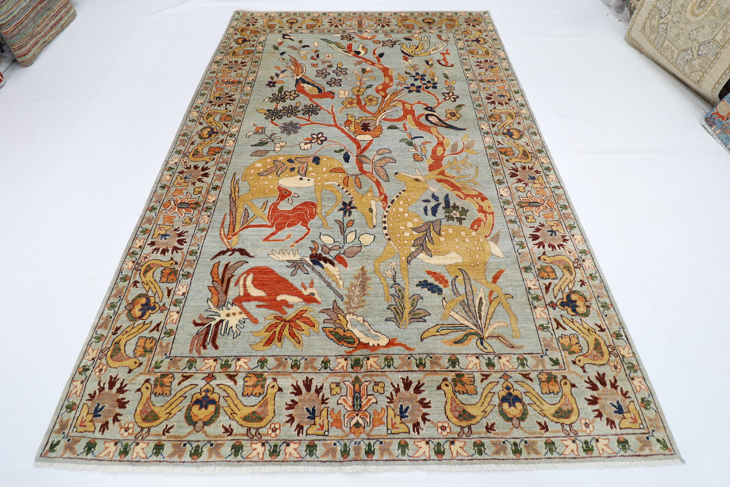 200 x 298 cm | Oriental Animal Beer Afghan Tribal Hand Knotted Wool Carpet