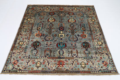 202 x 191 cm | Sultani Sqaure Afghan Tribal Hand Knotted Veg Dye Wool carpet