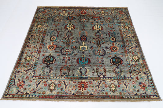 202 x 191 cm | Sultani Sqaure Afghan Tribal Hand Knotted Veg Dye Wool carpet