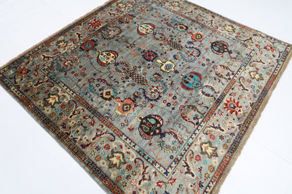 202 x 191 cm | Sultani Sqaure Afghan Tribal Hand Knotted Veg Dye Wool carpet