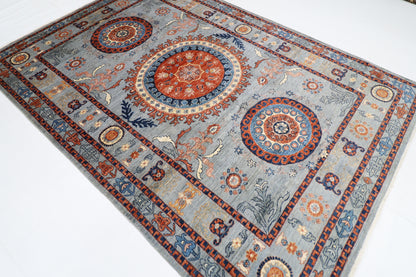 202 x 293 cm | Suzani Afghan Tribal Hand Knotted Veg Dye Wool carpet
