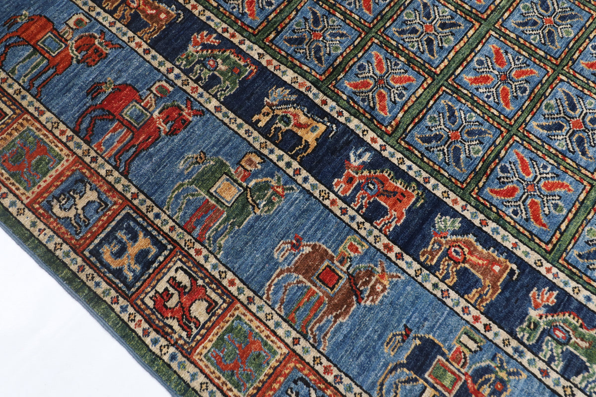 153 x 213 cm | Animal Blue Design Hand Knotted Veg Dye Wool Afghan Carpet