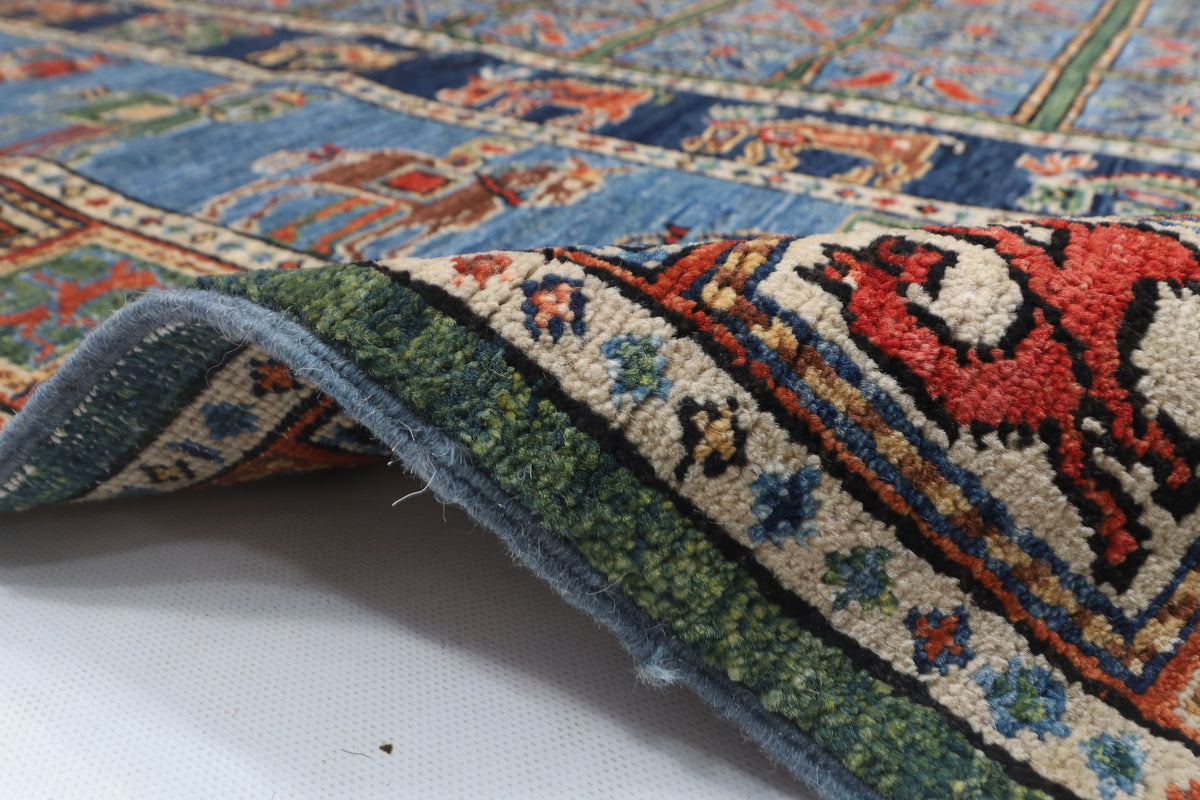 153 x 213 cm | Animal Blue Design Hand Knotted Veg Dye Wool Afghan Carpet