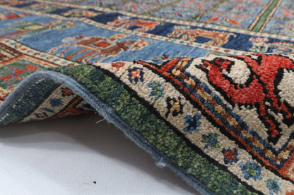 153 x 213 cm | Animal Blue Design Hand Knotted Veg Dye Wool Afghan Carpet