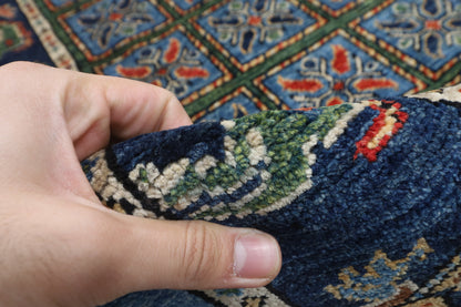 153 x 213 cm | Animal Blue Design Hand Knotted Veg Dye Wool Afghan Carpet
