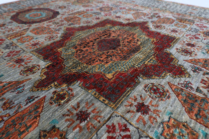 158 x 203 cm | Tribal Mamluk Gray Area Rug Afghan Hand Knotted veg Dye Wool carpet