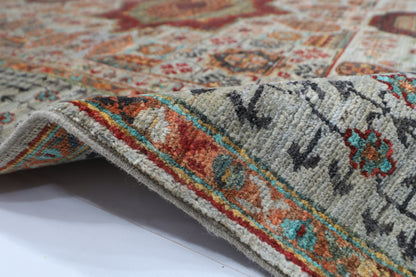 158 x 203 cm | Tribal Mamluk Gray Area Rug Afghan Hand Knotted veg Dye Wool carpet