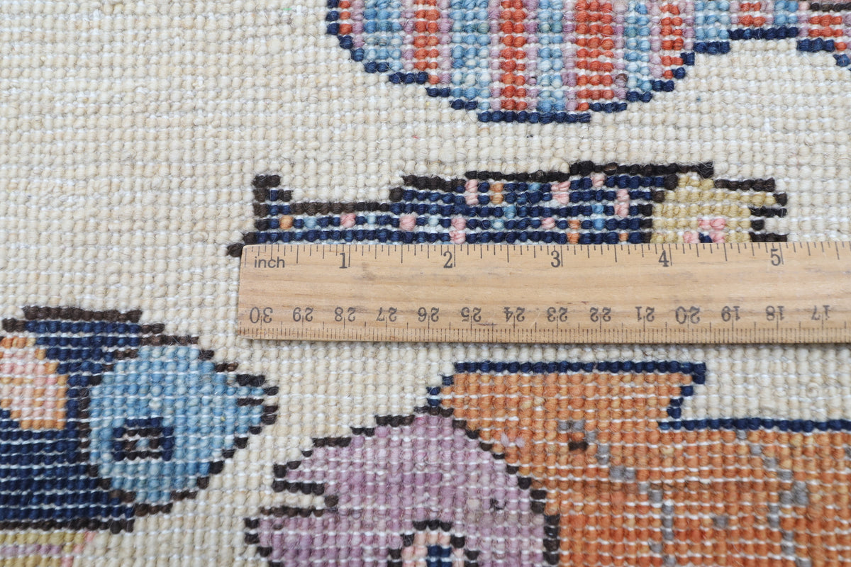 149 x 205 cm | Fish Design Hand Knotted Veg Dye Wool Afghan Carpet