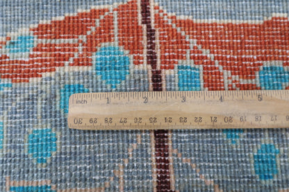 181 x 244 cm | Pomegranate Gray Afghan Tribal Hand Knotted Veg Dye Wool Carpet