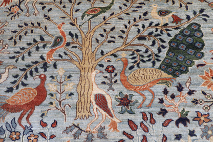 153 x 193 cm | birds Design Hand Knotted Veg Dye Wool Afghan Carpet