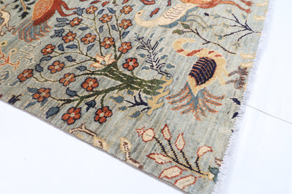 153 x 193 cm | birds Design Hand Knotted Veg Dye Wool Afghan Carpet