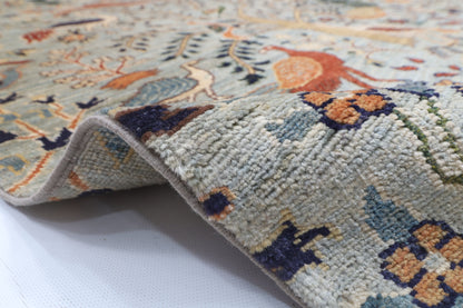 153 x 193 cm | birds Design Hand Knotted Veg Dye Wool Afghan Carpet