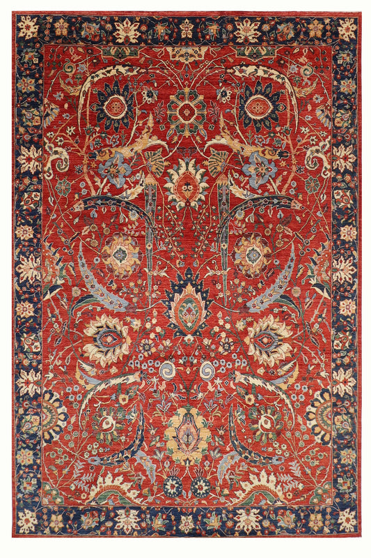 274 x 368 cm | Oriental Floral Red Area Rug Afghan Hand Knotted Veg Dye Wool carpet