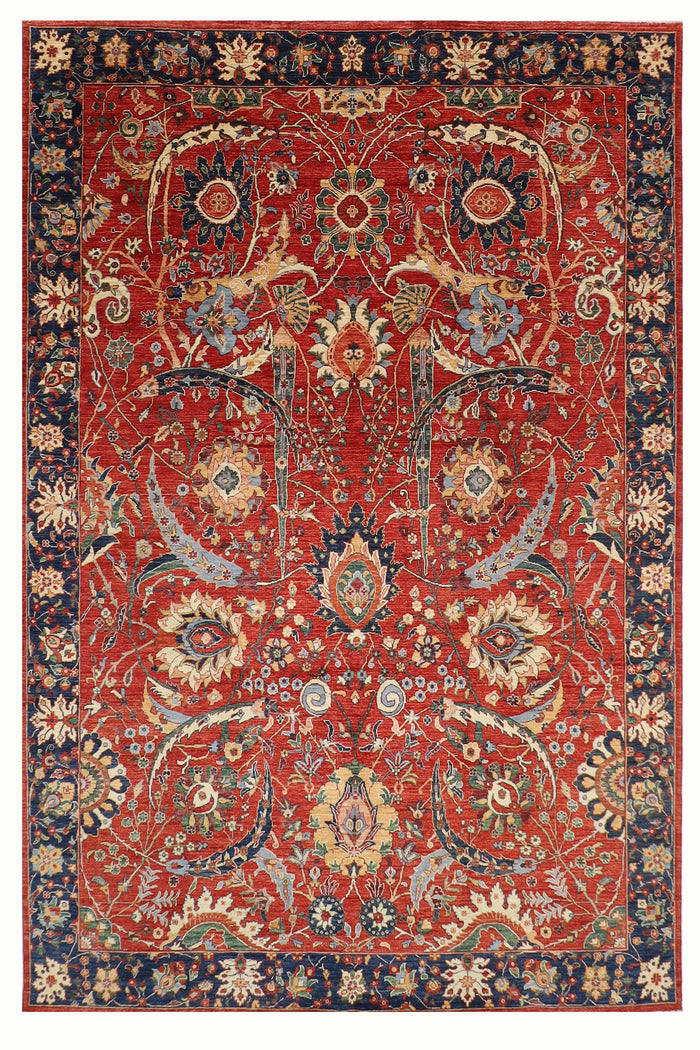 274 x 368 cm | Oriental Floral Red Area Rug Afghan Hand Knotted Veg Dye Wool carpet