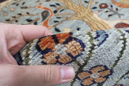 153 x 193 cm | birds Design Hand Knotted Veg Dye Wool Afghan Carpet