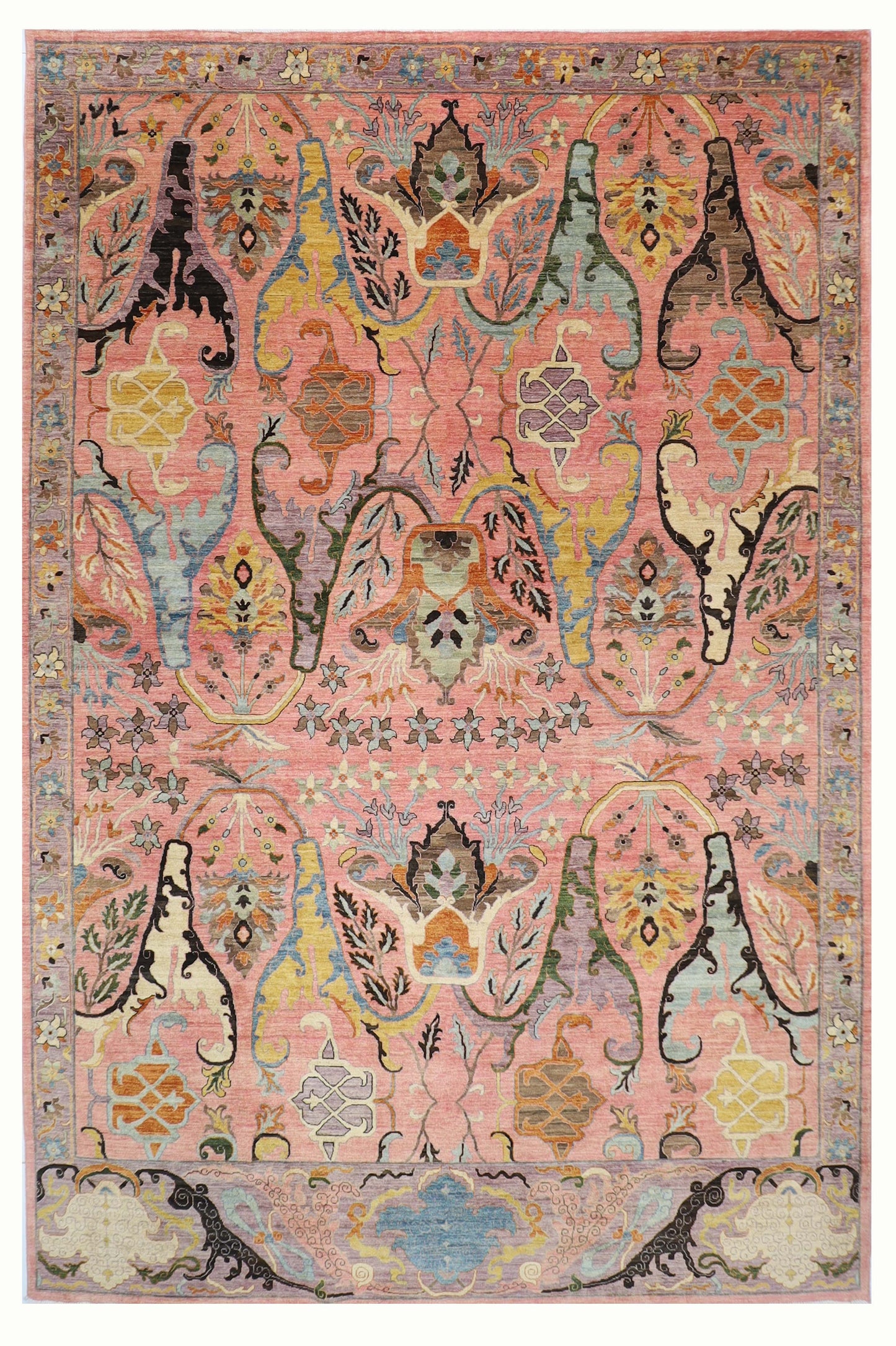 306 x 416 cm | Oriental Kawros Pink Area Rug Afghan Hand Knotted Veg Dye Wool carpet